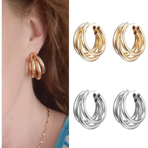 IFMIA Punk Gold Silver Colour Circle Alloy Drop Earrings for Women Vintage Geometric Statement Earrings Bohemian Fashion Jewelry