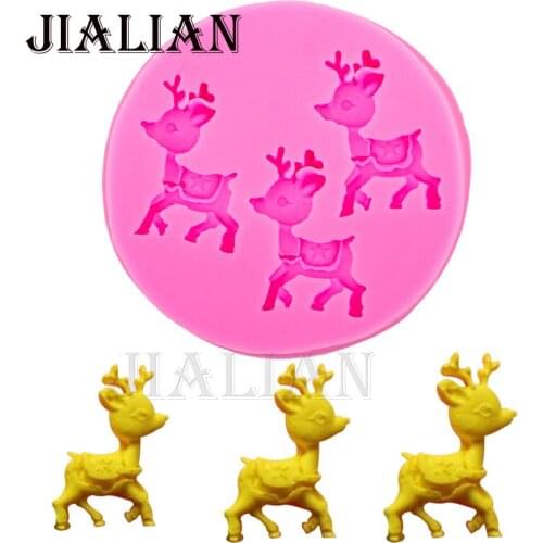 Christmas cake decorations tools Three hole deer chocolate Party cake decorating tools DIY fondant silicone mold cupcake T0109