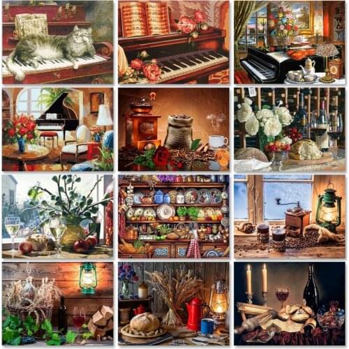 GATYZTORY Unframe Paint By Numbers For Adults DIY Coloring By Numbers Coffee Acrylic Paint On Canvas Handicraft Unique Gift