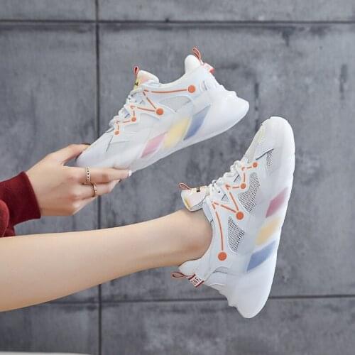 Women Sneakers 2021 Rainbow Sole Design Sneakers Women Increase Breathable Sport Shoes Women Casual Lace Up Shoes Zapatos Mujer