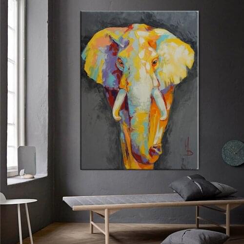 Colorful Elephant Canvas Painting Animal Poster Oil Painting On Canvas Wall Art Room Decoration Picture For Home NO FRAME