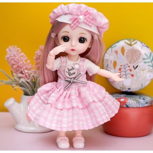 New 13 Movable Jointed Princess Dolls Toys Mini 16cm 1/12 BJD Doll Girls Toys 3D Eyes Makeup Dolls with Clothes