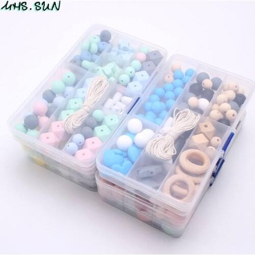 MHS.SUN Food grade baby silicone DIY beads set for teether nursing necklace handmade loose beads kits chewable toy accessories