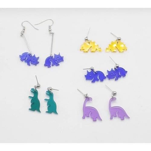 Cute animal cartoon little dinosaur acrylic earrings for women girls sweet simple earrings