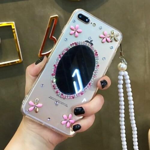 For iphone 12 11 Pro MAX X XS MAX XR Case mirror mobile phone shell lanyard female models with mirror shell For iPhone6 7 8 plus