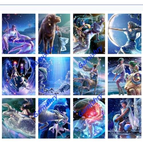 DIY 5D Diamond Painting Mosaic Twelve Constellations Diamond Embroidery Full Drill Cross Stitch Kits The Zodiac Art Home Decor