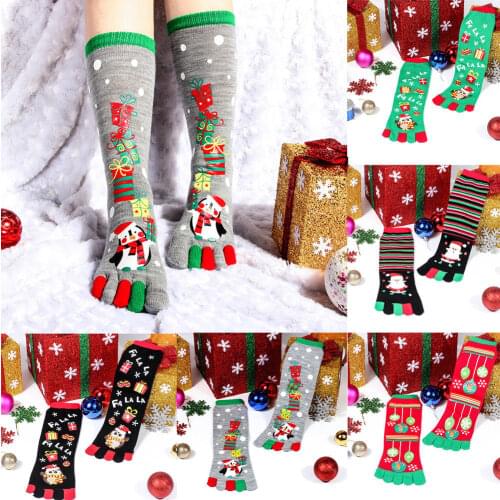 2018 New Christmas Santa Claus Stockings Women Cotton Elk WinterCalcetines Cartoon Deer Snow Man Cute knee Stockings
