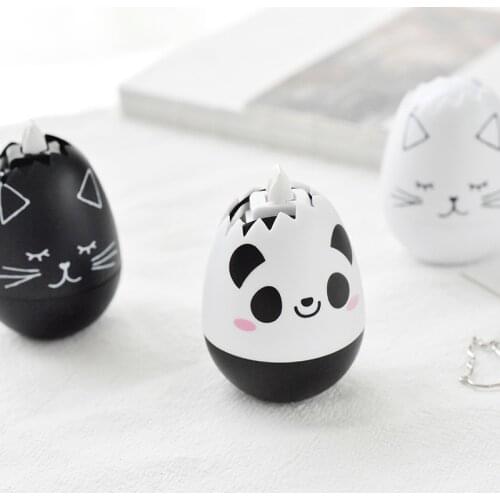 Novelty Cartoon Panda Cat Egg Shape Press Type Decorative Correction Tape Diary Stationery School Supply