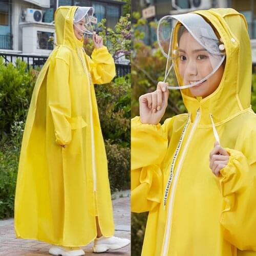Raincoat Womens Mens Adult Fashion Transparent Full Body One-Piece Protective Fashion Battery Electric Vehicle Long Poncho
