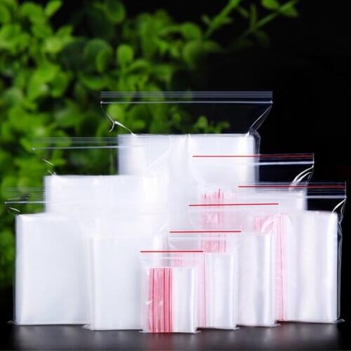 100Pcs/Pack Resealable Zip Lock Bags Self Seal Clear Plastic Poly Bag Food Storage Package Reclosable Vacuum Fresh Bag