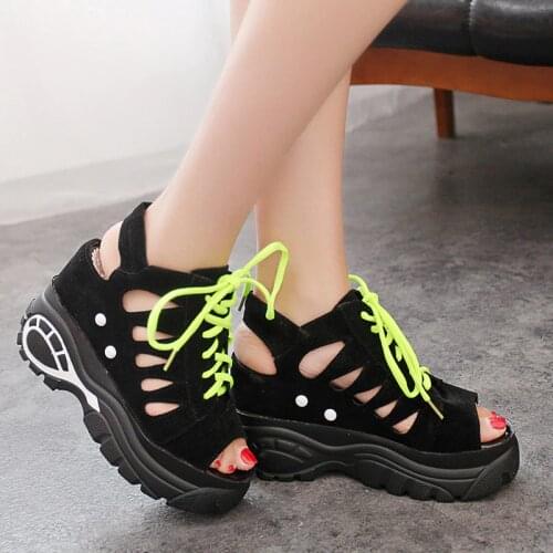 Women Sandals Summer Slippers Slides Sneakers Hollow Platform Wedge Sandals Elevator Women Shoes High Heels Sandalia Mujer