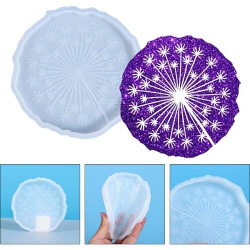 DIY Crafts Crystal Epoxy Resin Mold Tray Cup Mat Dandelion Coaste Silicone Mould