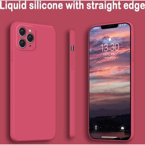 Straight Edge Liquid Silicone Case For iPhone 11 Pro Max Case Classic Future Cover For iPhone SE 2020 XR XS Max 7 8 6S Plus Case