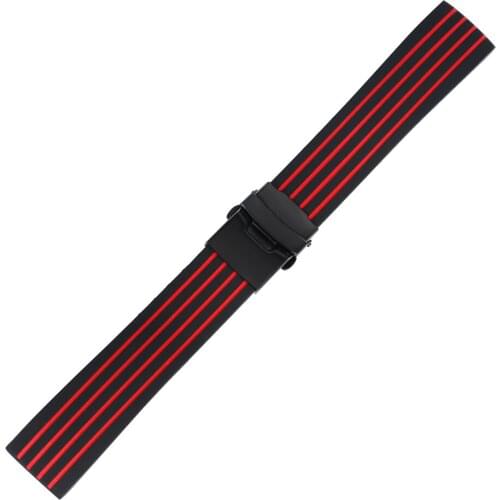 Replacement Watch Strap Red/Yellow/Blue/White Silicone Watch Band 18/20/22/24MM Waterproof Strap With Folding Clasp With Safety