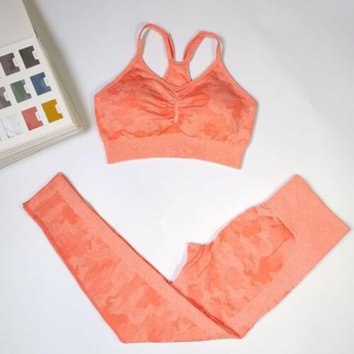 2 Piece Sportswear Suits Adapt Camo Gym Set Athletic Wear Seamless Yoga Sets Women Workout Clothes Booty Leggings+Sports Bra