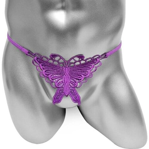 Mens Thong Underwear With Butterfly Open Crotch Sexy Gay Lingerie Sissy G String Panties Erotic Male Bikini Penis Hole