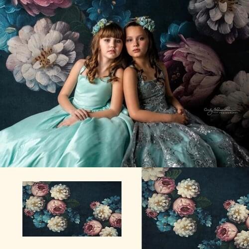 Serenity Garden-Baby Kids Portrait Backdrops Vintage Floral Blue Backdrop Girls Millstone Cake Smash Art Photography Studio Prop
