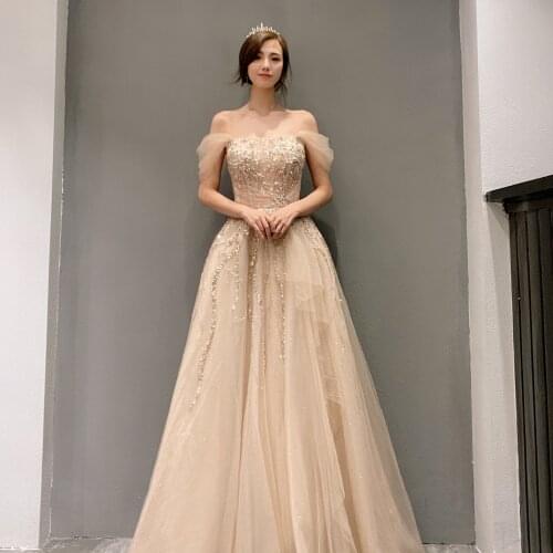 Celebrity wedding evening dresses A-line Beaded 2021 New style Formal Light luxury dress