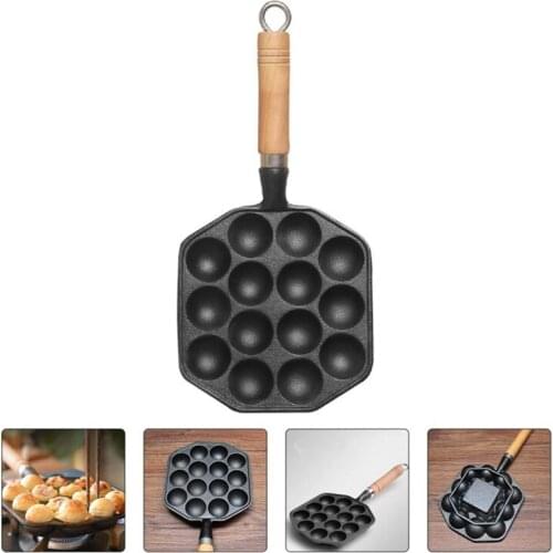 Takoyaki Pan 14 Holes Takoyaki Pan Home Kitchen 14- Cavity Baking Mold Octopus Ball Maker Grill Plate Black