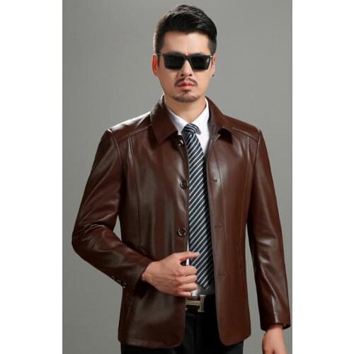 Thicken mens leather jacket motorcycle coat men jackets Single-breasted middle aged clothes jaqueta de couro fashion autumn
