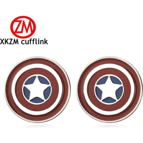 XKZM Jewelry round Captain America Brand Cuff Buttons French Shirt Cufflinks For Mens Fashion Cuff Lin wholesale father gifts