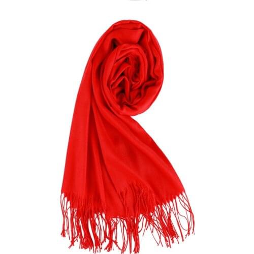 Womens Autumn And Winter Long Wide Scarf Pure Red Fashion Headscarf Fashion Cashmere Shawl Harajuku Mens And Womens Scarf 202