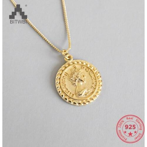 S925 Sterling Silver Eliza White Coin Pendant Short Clavicle Necklace Chain Ornaments Silver