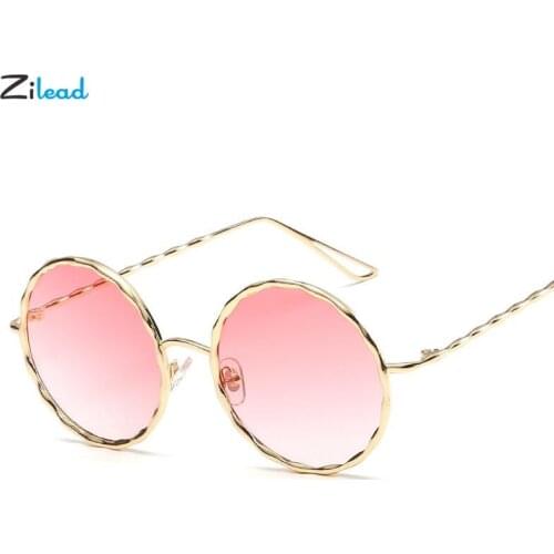 Zilead Ultralight Round Sunglasses Color Gradient Transparent Metal Sun Glasses Fashion Retro Women&Men Oculos De Sol Famale