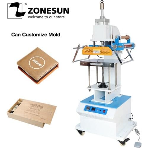 ZONESUN ZS-819Q Automatic Leather LOGO Creasing Machine Large Area Plastic Hot Stamping Machine Pneumatic Automatic Embosser