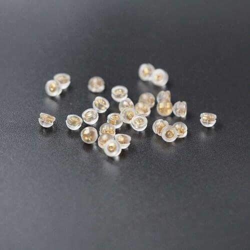 10PCS Rubber Back -Earring Stoppers-Brass Gold-Plated Nickel-Free DIY Jewelry 4x5MM