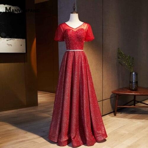 100% Real Luxury Crystal V-Neck Short Sleeve A-Line Wedding Dress Custom Made Lace Up Back Beading Shiny Bridal Gown 2021