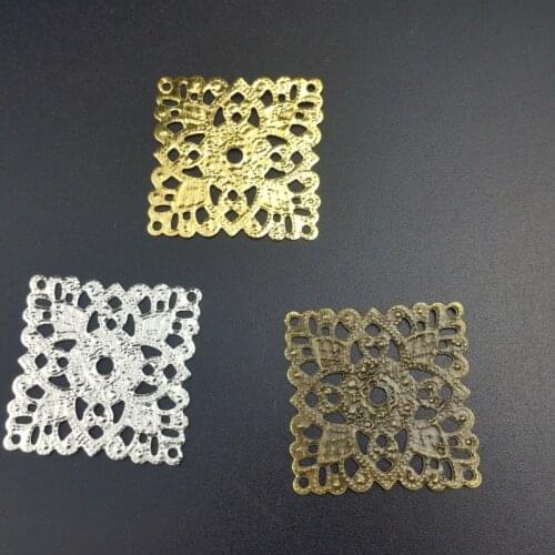 20pcs/lot 30mm Metal Filigree Slice Charms base Setting Jewelry DIY Components