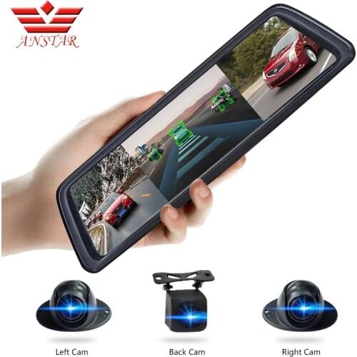 2019 New 2 RAM 32 ROM Dash Cam FHD 1080P RearView Car Mirror 10" Android 4G 8 Core CPU Car DVR 360° Record 4 Cameras Car Mirror