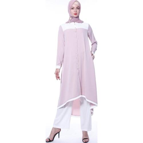 2020 Abaya Turkish Dubai Muslim Dress Abayas For Women Tops And Pants Set Outfit Ramadan Prayer Clothes 2 Piece Set