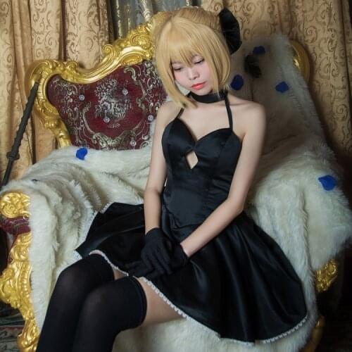 2020 sexy Black saber dress FateStay Night Fate My king Altoria Cosplay womens dress