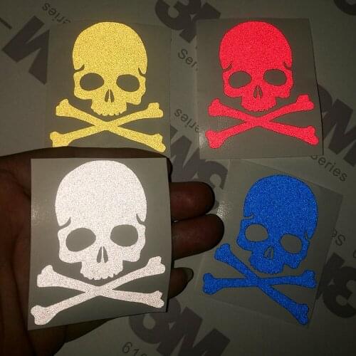 3M Reflective Vinyl Decal Sticker Self-adhesive Skull 55mmx65mm