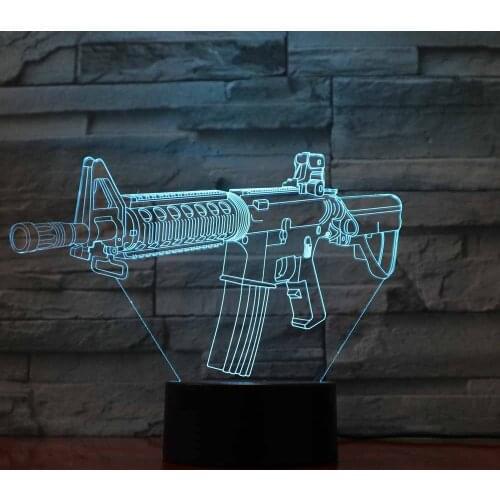 7 Colors Changing Acrylic Gun Model 3D Night Light LED Mood Table Desk Lamp Bedroom Bedside Sleep Lighting Home Decor Gift