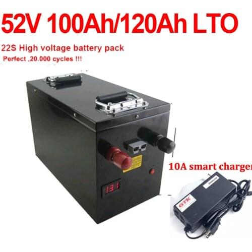 GTK 51V 52V 120AH LTO battery 52V 100AH Lithium titanate battery pack BMS 22S for 48V scooter Solar energy storage + 10A charge