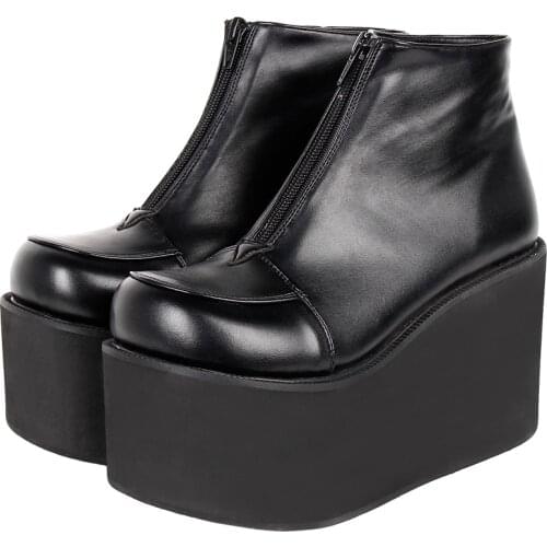 Angelic imprint mori girl Women punk motorcycle boots lady lolita ankle Boots woman high trifle heels pumps platform shoes 10CM