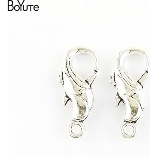 BoYuTe (40 Pieces/Lot) 24*16MM Zinc Alloy Materials Antique Bronze Silver Plated Lobster Clasp Hooks for Diy Jewelry Wholesale