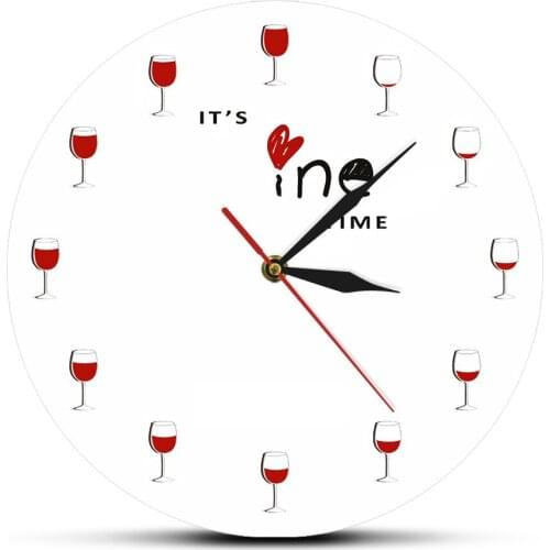 Red Wine Decorative Wall Clock Modern Design Its Wine Time Wall Watch Vintage Clocks Wall Decor Unique Gift Idea For Wine Lover