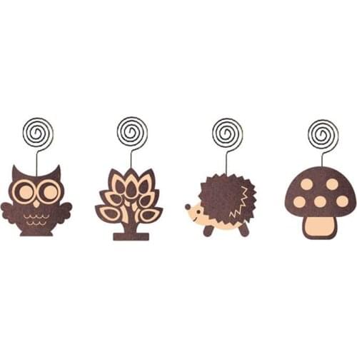 Wooden Table Card Holders Cute Cartoon Photo Memo Clip Holder Stand Name Number Display Holders for Weddings, Restaurant