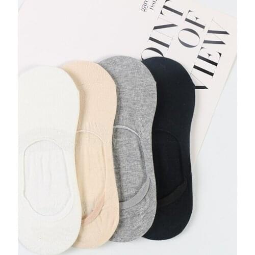 DONG AI Summer Cotton Invisible Socks Woman Low Ankle Sock Boat Casual Slippers Invisible Silica Gel Slipper Calcetines