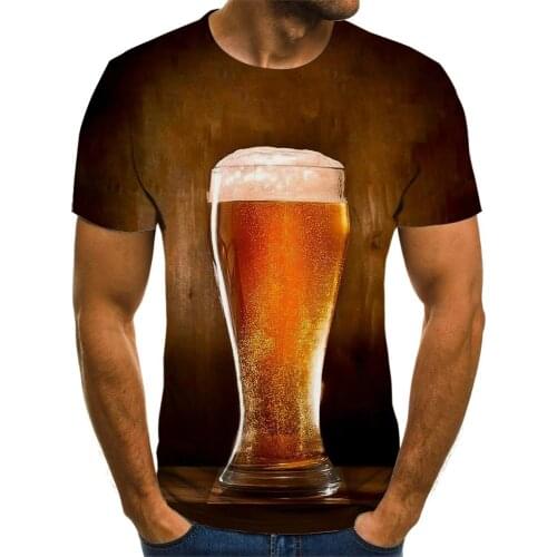 Summer Mens 3D T-shirt Beer Time Short Sleeve O-neck Fashion and Fun 3D Printing T-shirt Casual Top Kids T-shirt Street Wear