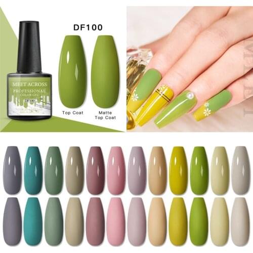 MEET ACROSS Nail Gel Polish Hybrid Vernis 8ML Soak Off Nails Art Design Semi Permanent Gel Lacquer Pure Colors All For Manicure
