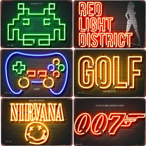 Gamer Plaque Route 66 Vintage Tin Sign Pub Room Home Decoration Golf Metal Plate Band Retro Wall Poster Club Billboard SS69