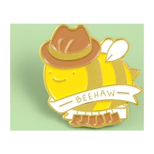 Cartoon Chubby Sweety Smile Beehaw Honeybee Pins Wear Boots Hat Brooches For Women Girls Lovely Brooch Accessories Gift