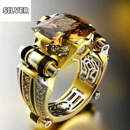 2020 New Hot sale shaped zircon royal high end retro luxury 14K gold hip hop style men women Champagne Black Diamond rings