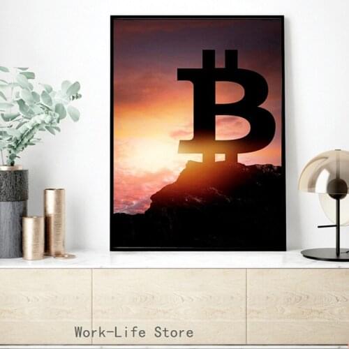 IBitcoin Wall Art Picture Abstract Cryptocurrency Canvas Painting Bitcoin Posters and Prints For Living Room Home Decoration
