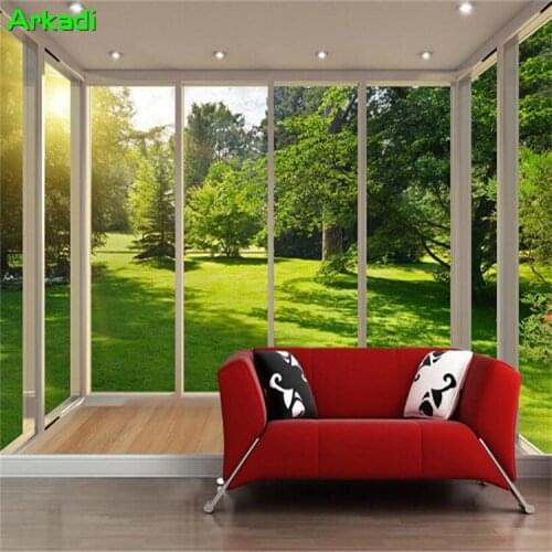Custom Mural Wallpaper 3D Space European Balcony Forest Lawn Landscape Living Room Bedroom TV Background Wall Painting